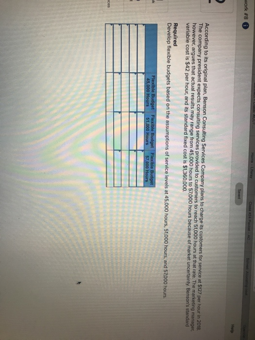 Solved work 8 According to its original plan, Benson