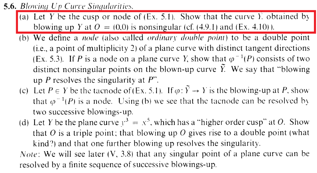 a) Let Y be the cusp or node of (Ex. 5.1) Show that | Chegg.com