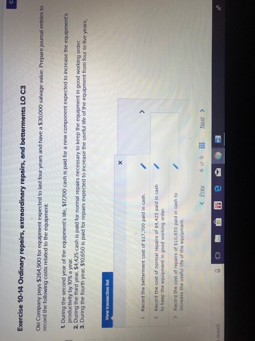 Solved Exercise 10-14 Ordinary Repairs, Extraordinary | Chegg.com