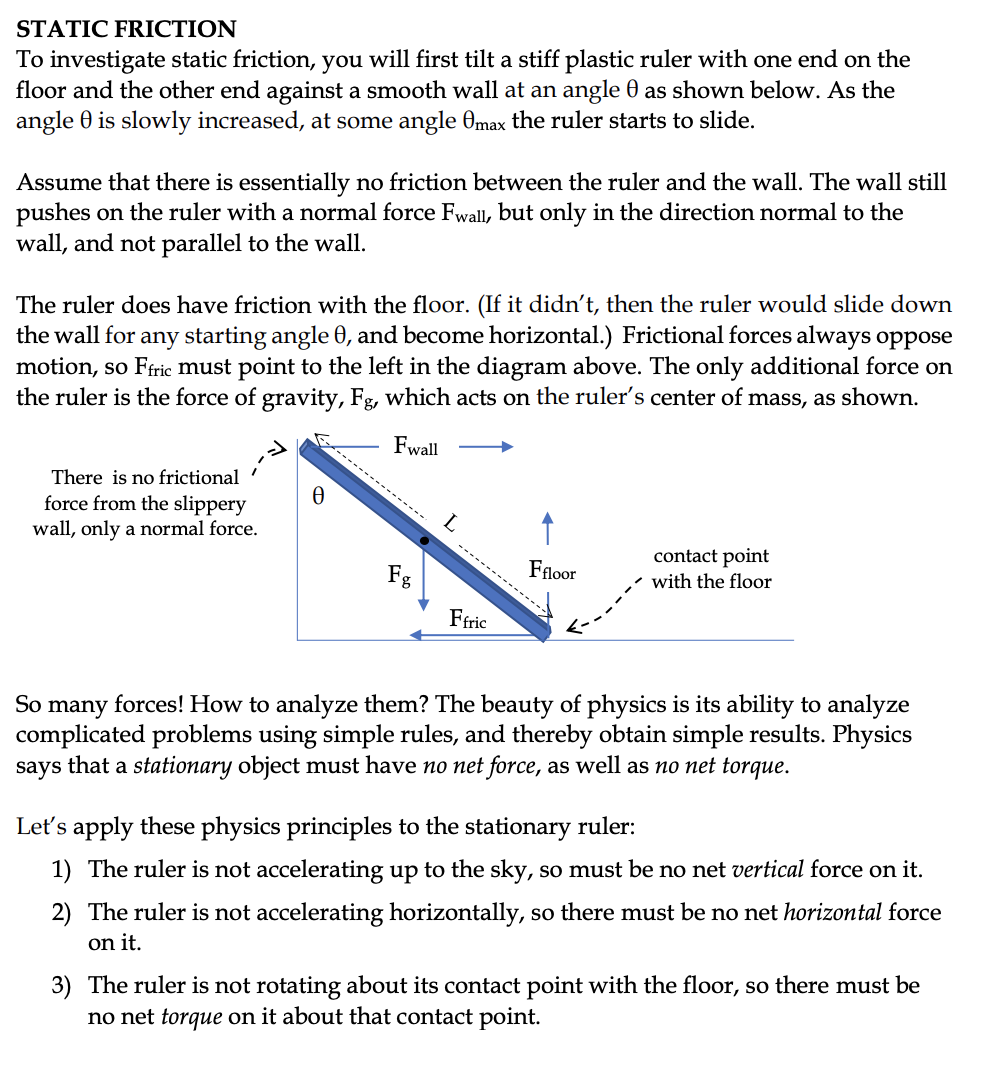 Solved STATIC FRICTION To Investigate Static Friction, You | Chegg.com