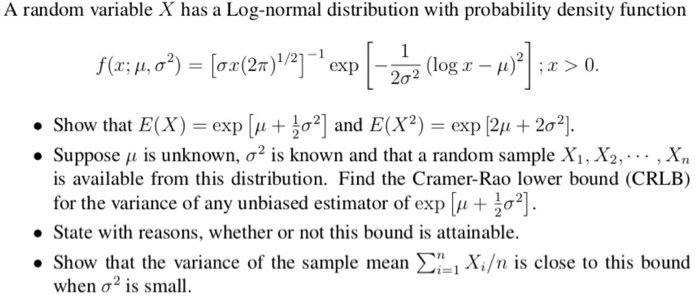 Solved A random variable X has a Log-normal distribution | Chegg.com