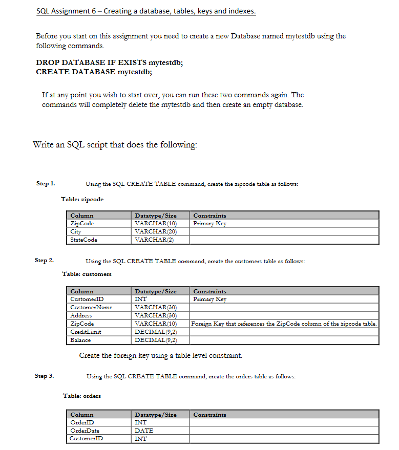 sql assignment example