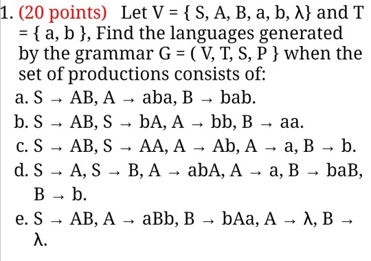 Solved 1 Points Let V S A B A B 1 And T Chegg Com