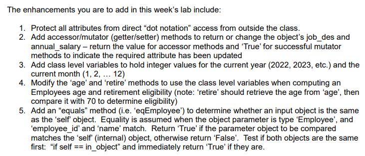Solved In this assignment you are to enhance the Python | Chegg.com
