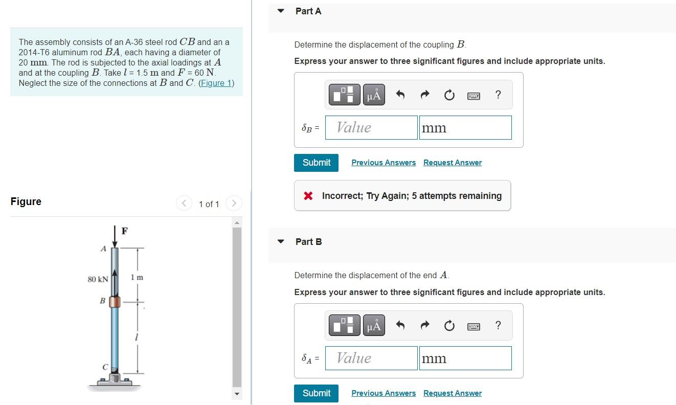 Solved The Assembly Consists Of An A-36 Steel Rod CB And An | Chegg.com