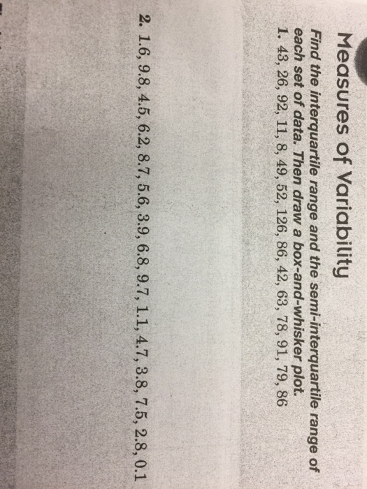 Solved Measures of Variability Find the interquartile range