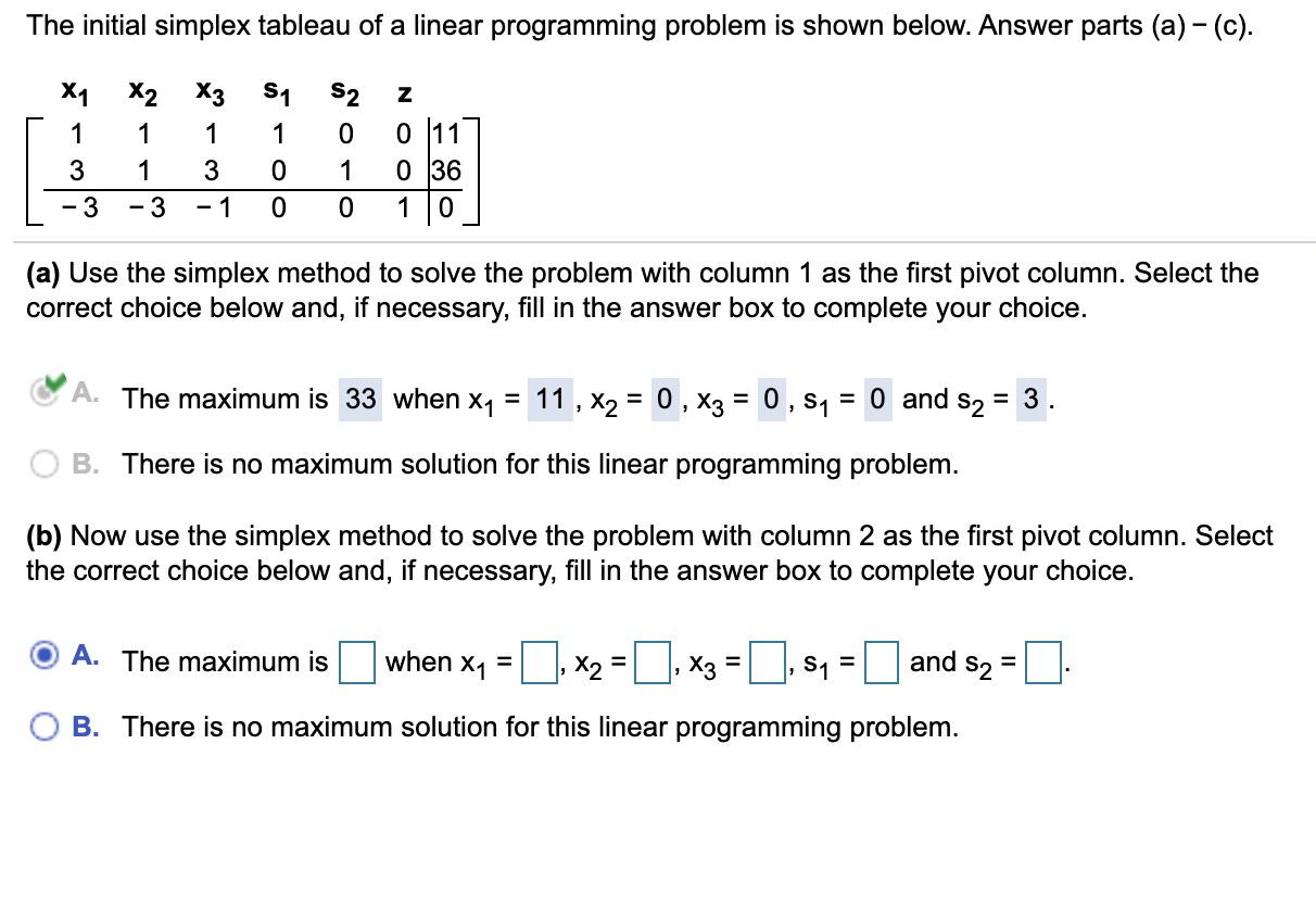 Solved The initial simplex tableau of a linear programming | Chegg.com