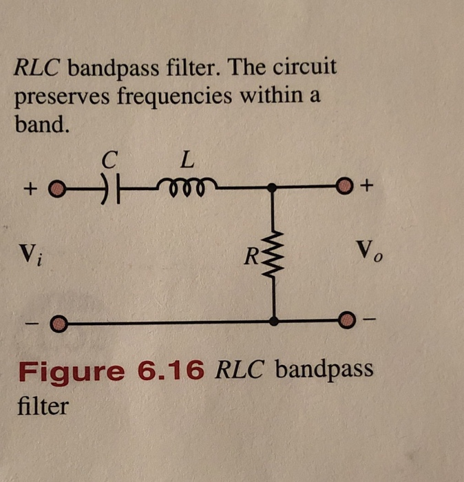 Solved RLC bandpass filter. The circuit preserves