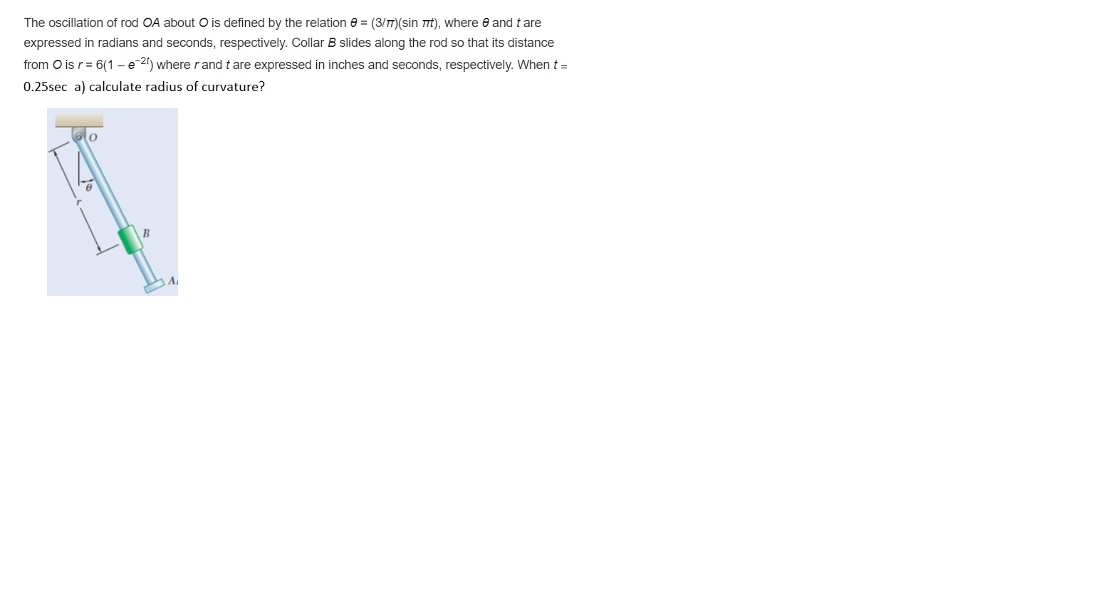 Solved The Oscillation Of Rod OA About O Is Defined By The | Chegg.com