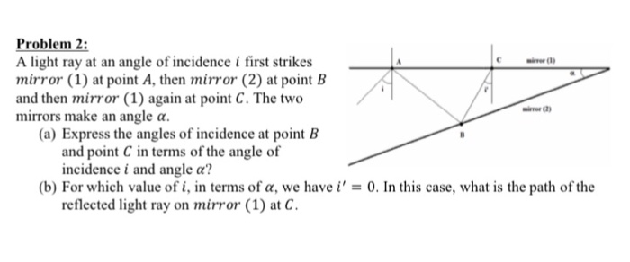 Solved A light ray at an angle of incidence i first strikes | Chegg.com