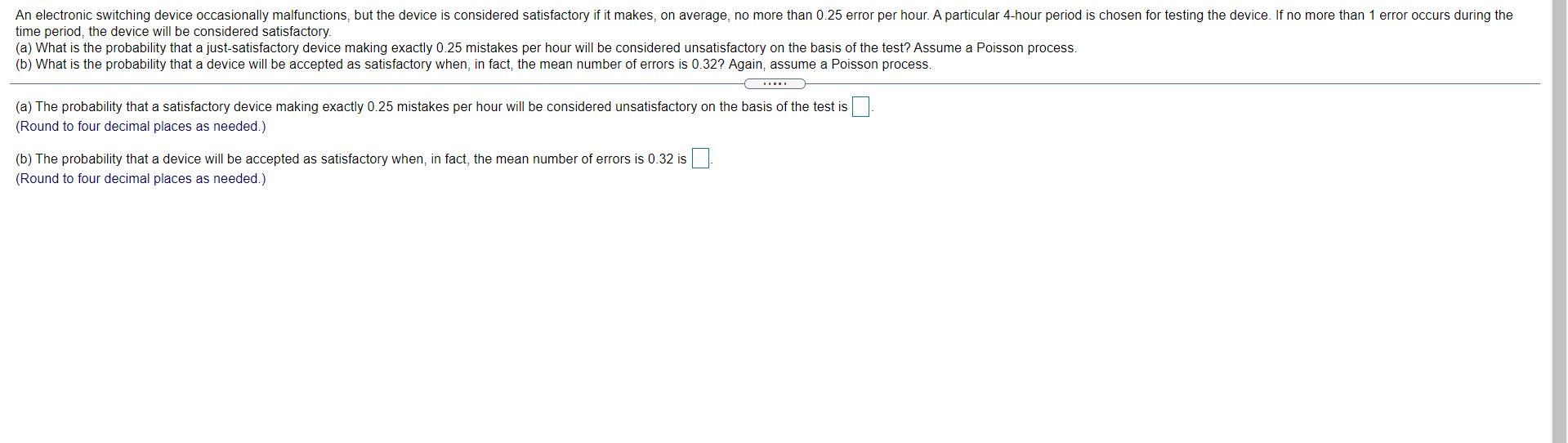 Solved An electronic switching device occasionally | Chegg.com