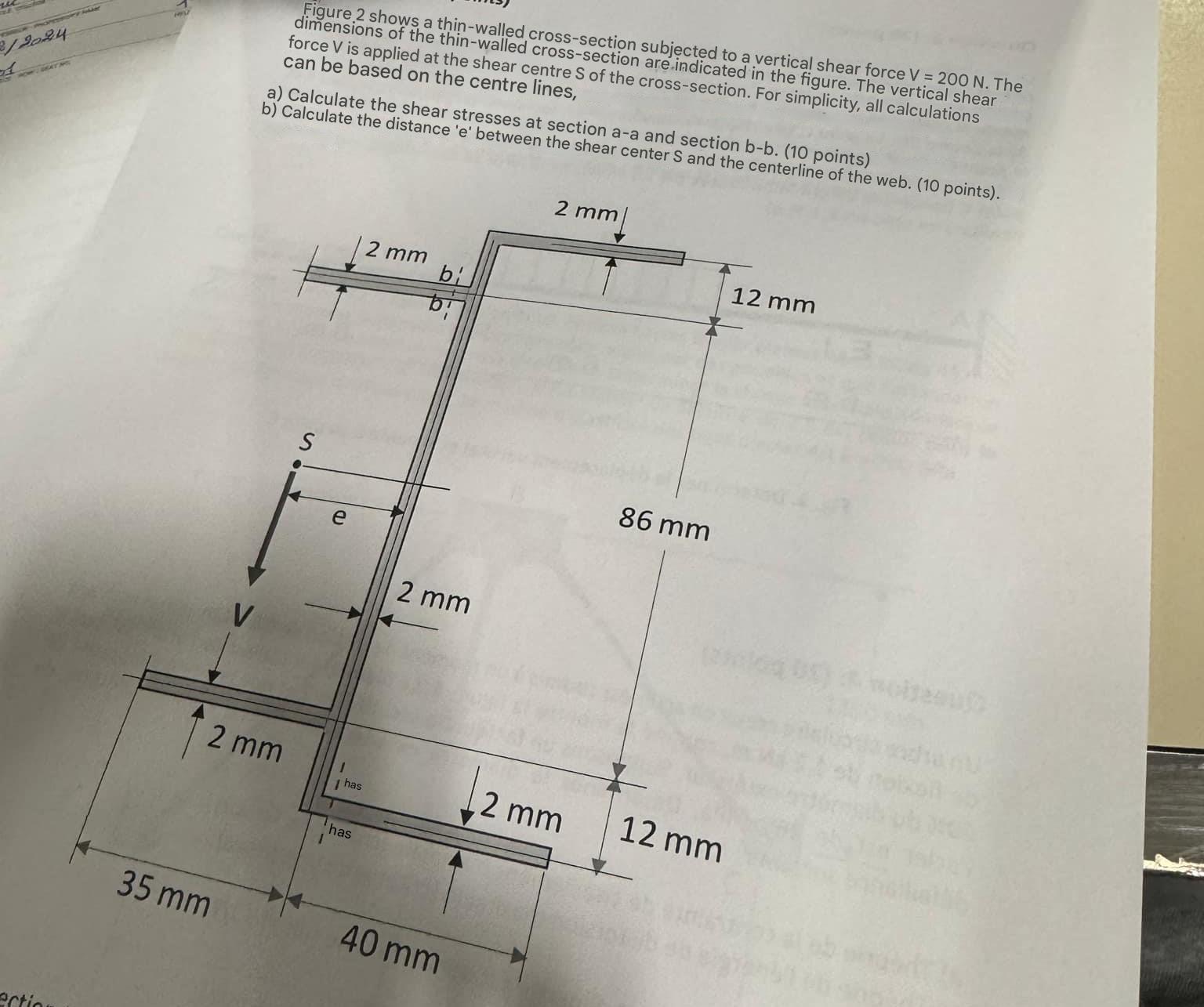 Solved Figure Shows A Thin Walled Cross Section Subject