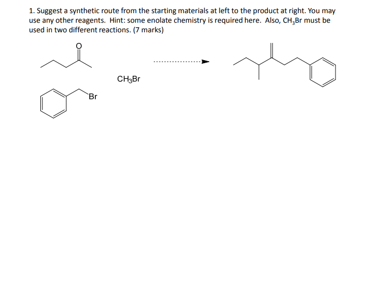 Solved 1. Suggest a synthetic route from the starting | Chegg.com