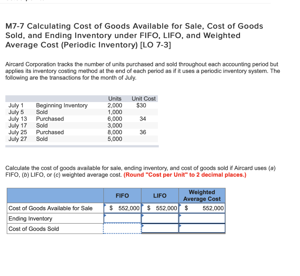 Solved How do I calculate ending inventory and cost of goods