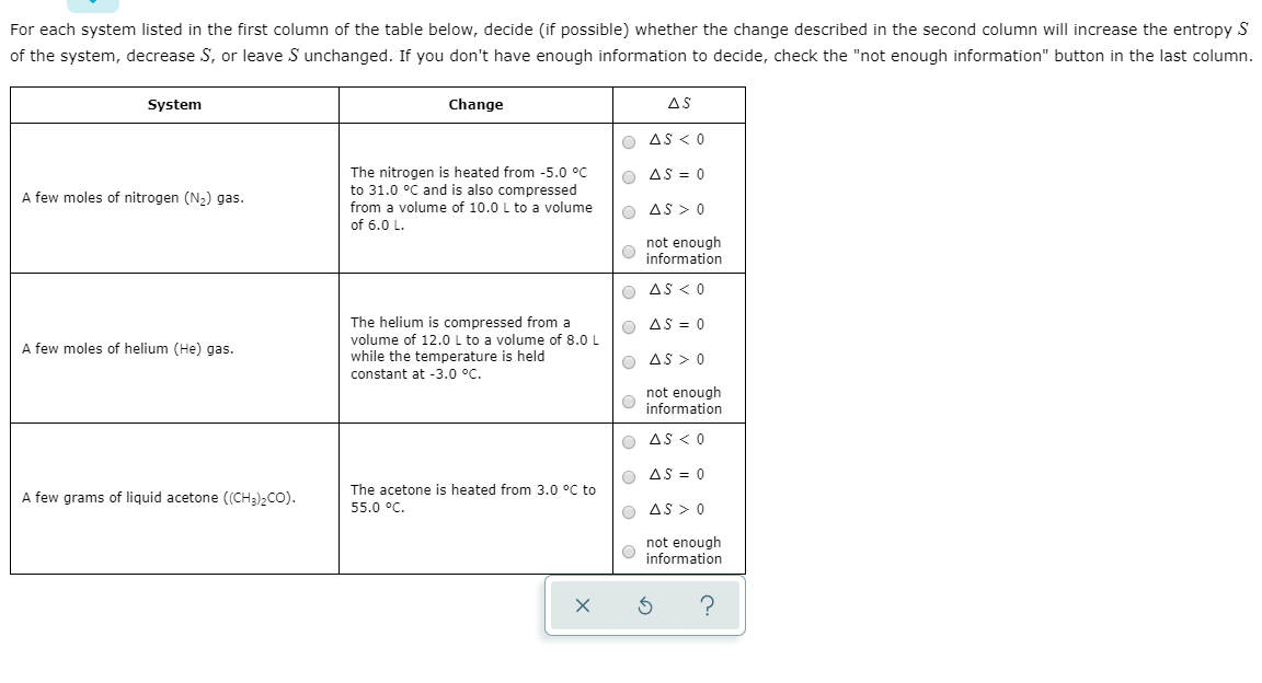 Solved For each system listed in the first column of the | Chegg.com