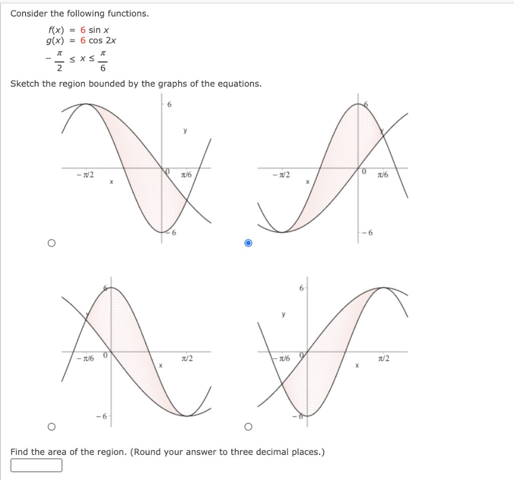 Solved Consider The Following Functions F X 6 Sin X G X