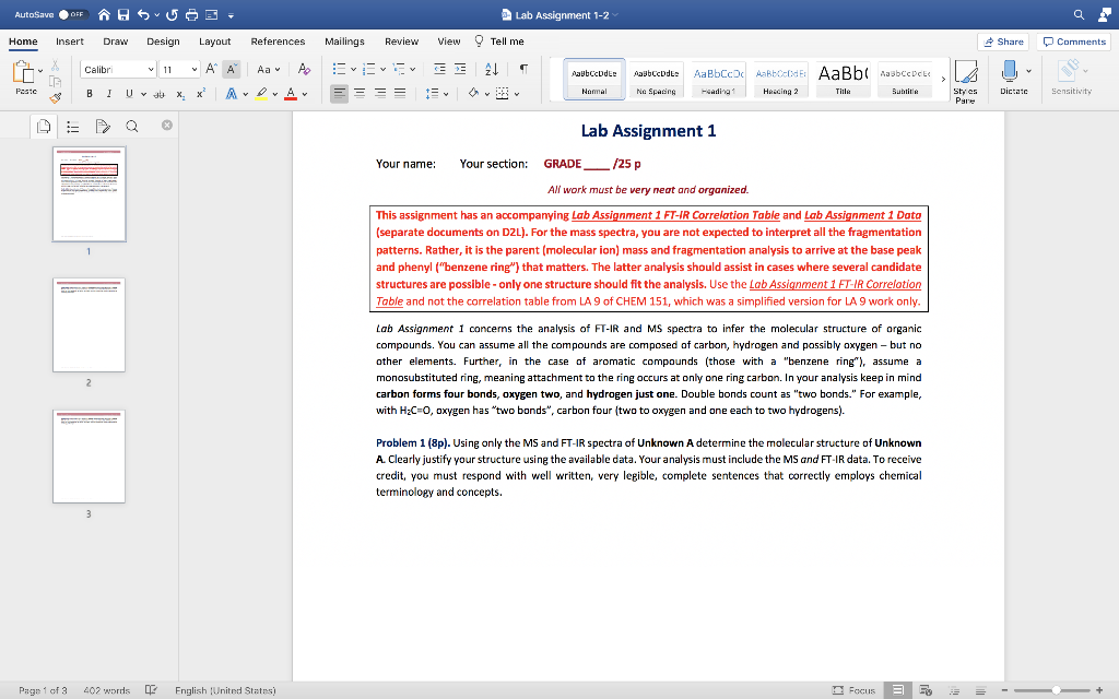 Solved AutoSave OFF Lab Assignment 1-2 Home Insert Draw | Chegg.com