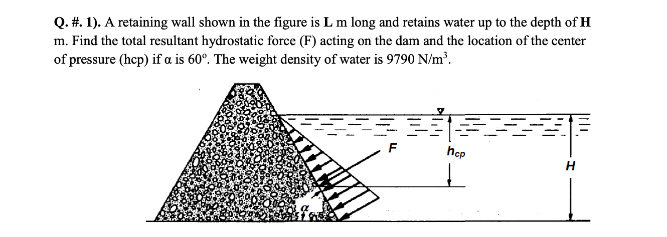 Solved Q. #. 1). A retaining wall shown in the figure is L m | Chegg.com