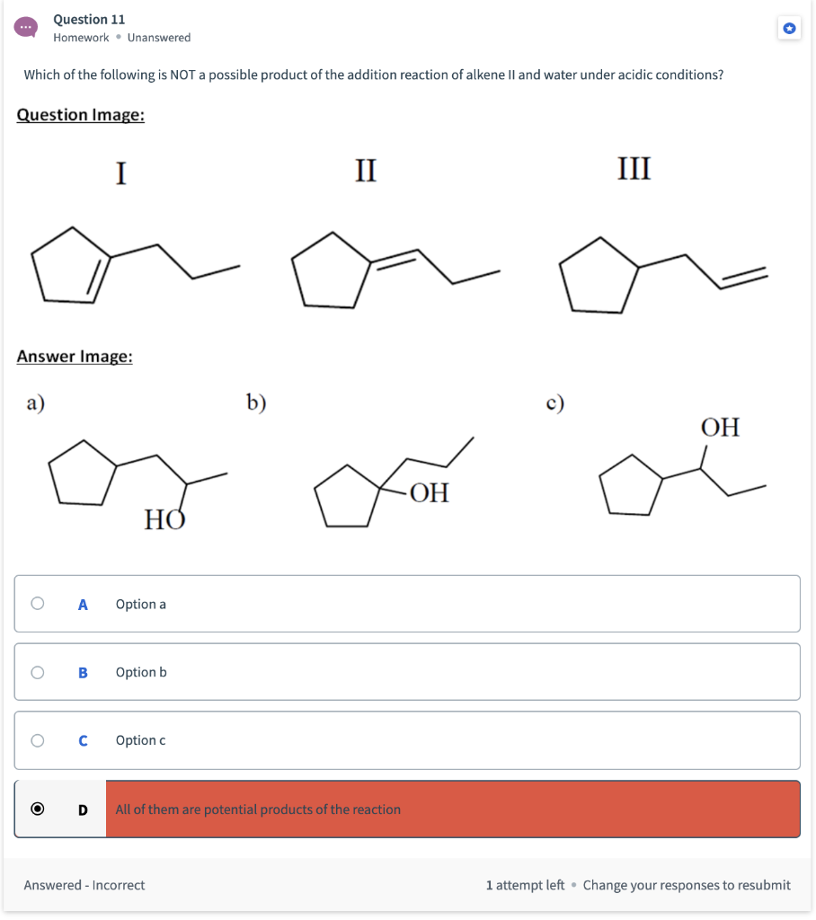 Solved Which of the following is NOT a possible product of | Chegg.com
