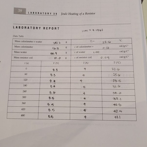 39 LABORATORY 39 Joule Heating of a Resistor