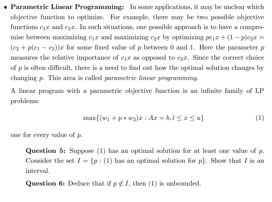 Parametric Linear Programming: In some | Chegg.com