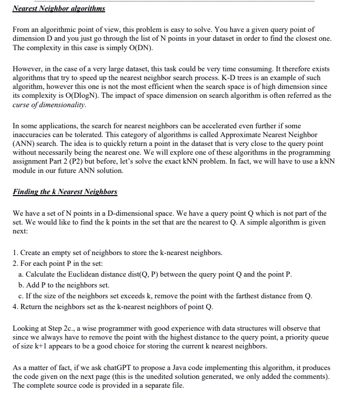 Solved In this project, we will explore the Nearest Neighbor | Chegg.com