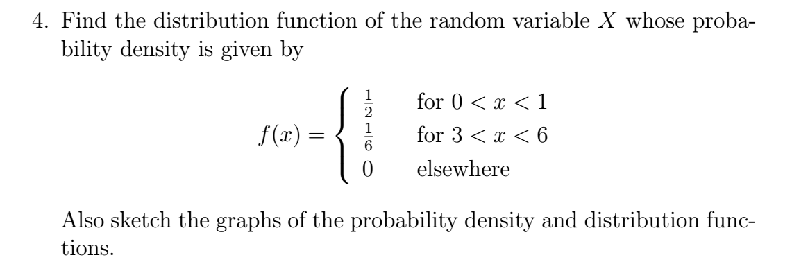 Solved 4. Find The Distribution Function Of The Random | Chegg.com