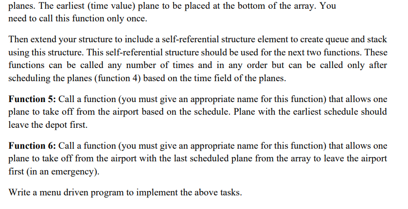 Solved Question 3 (10 Marks) – A menu driven airport system. | Chegg.com