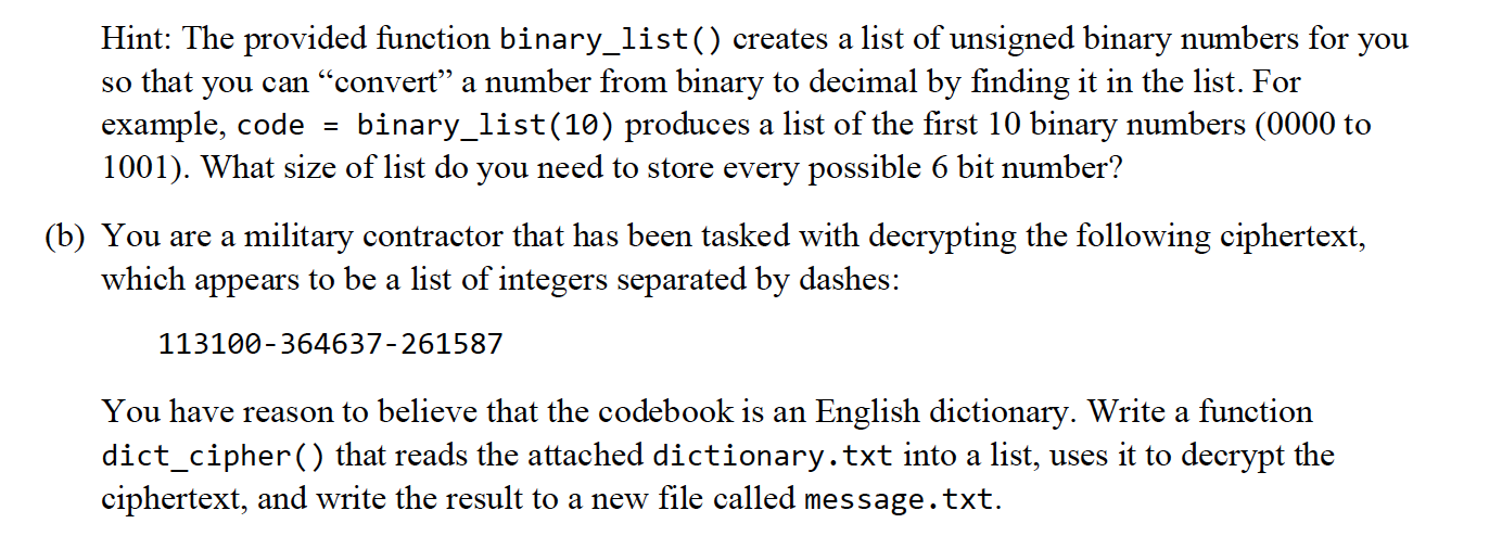 PYTHON PROGRAM: A book cipher uses the contents of a | Chegg.com