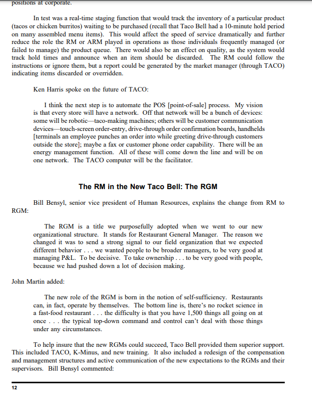 Solved Taco Bell Corp. Part One 1982 to 1988 When John