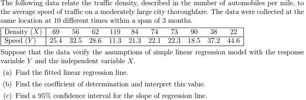 Solved The following data relate the traffic density, | Chegg.com