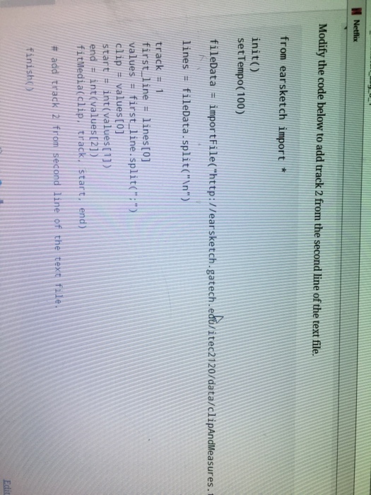 Solved Modify the code below to add track2 from the second | Chegg.com