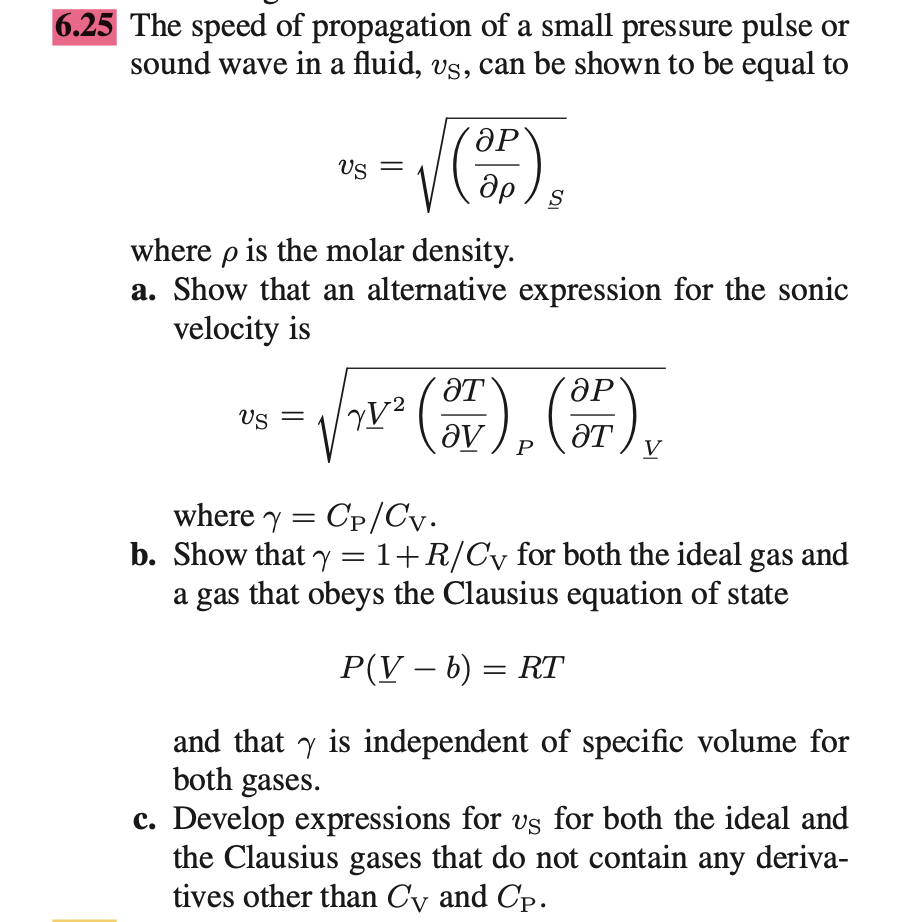 Solved 25 The speed of propagation of a small pressure pulse | Chegg.com