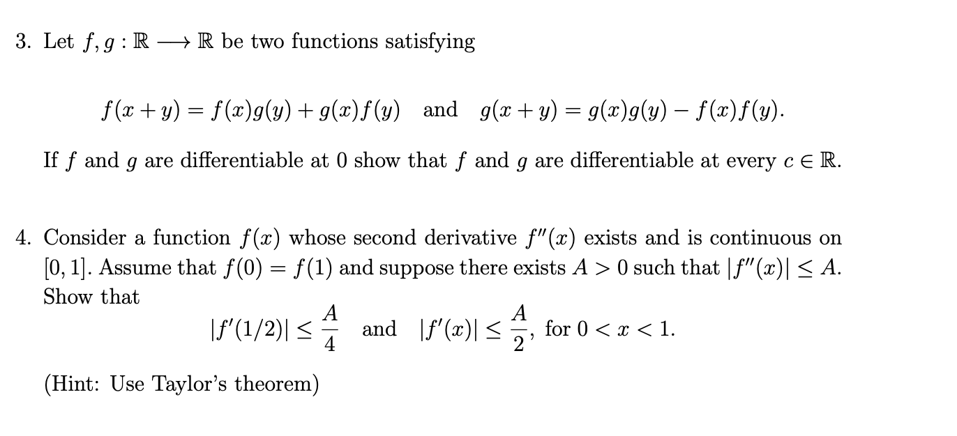 Solved 3 Let F G R R Be Two Functions Satisfying F X Y