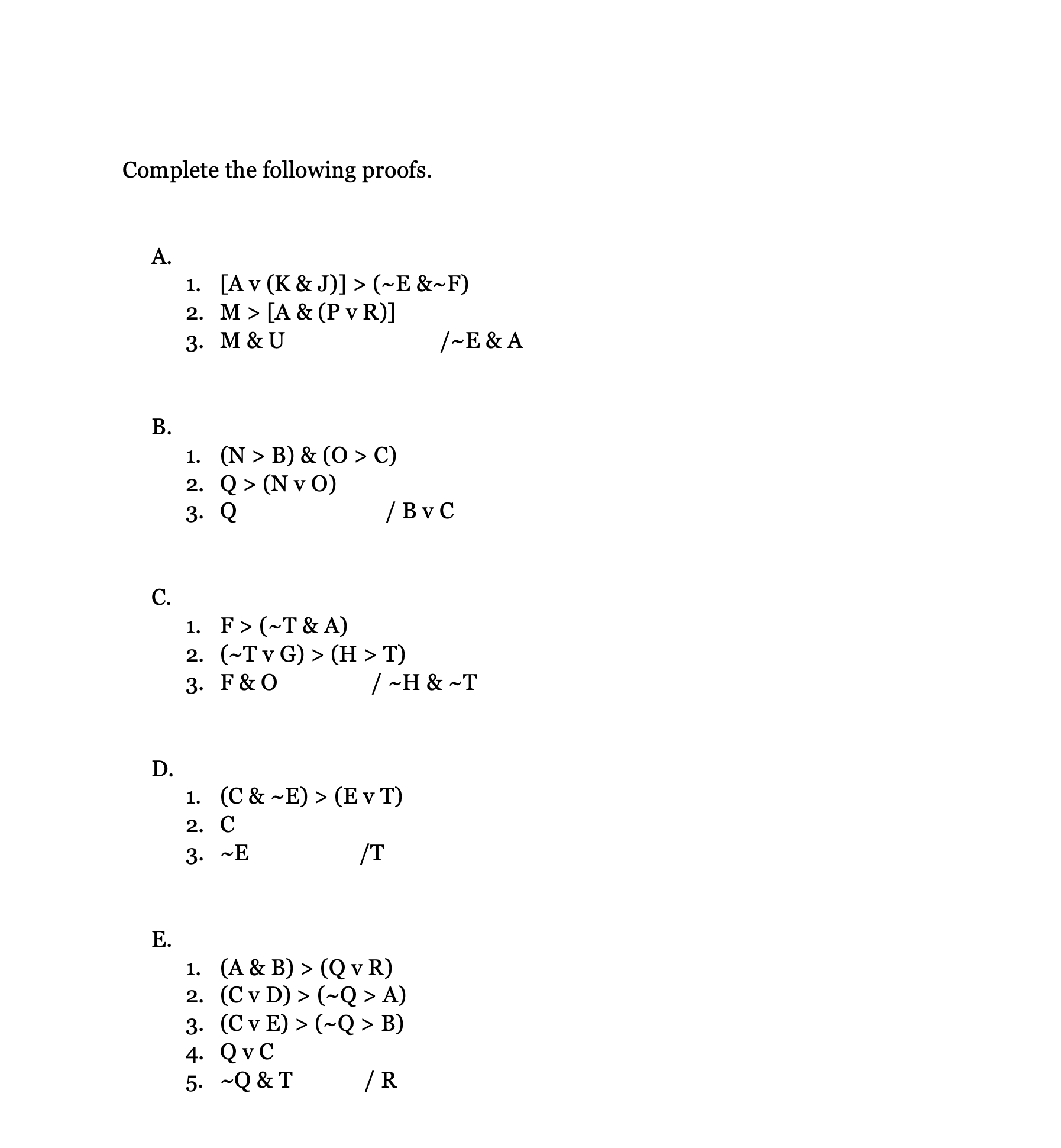 Solved Complete The Following Proofs. A. 1. [Av( K& | Chegg.com