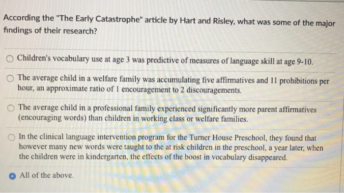 Solved According The The Early Catastrophe" Article By Hart | Chegg.com