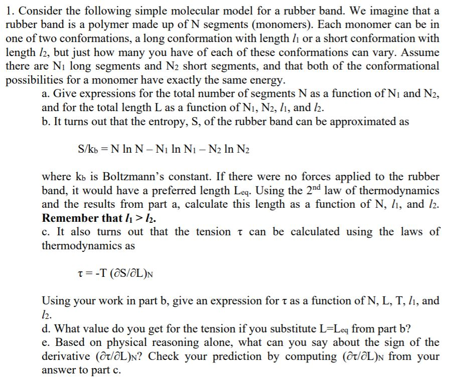1. Consider the following simple molecular model for