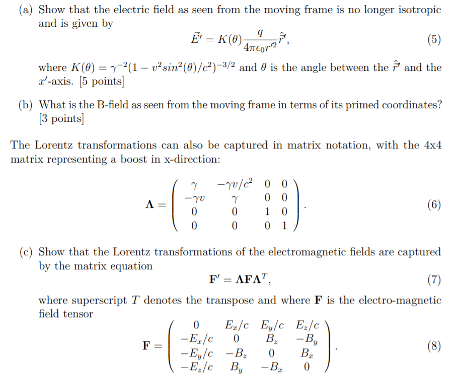 Solved Lorentz-transformations Transform The Electromagnetic | Chegg.com