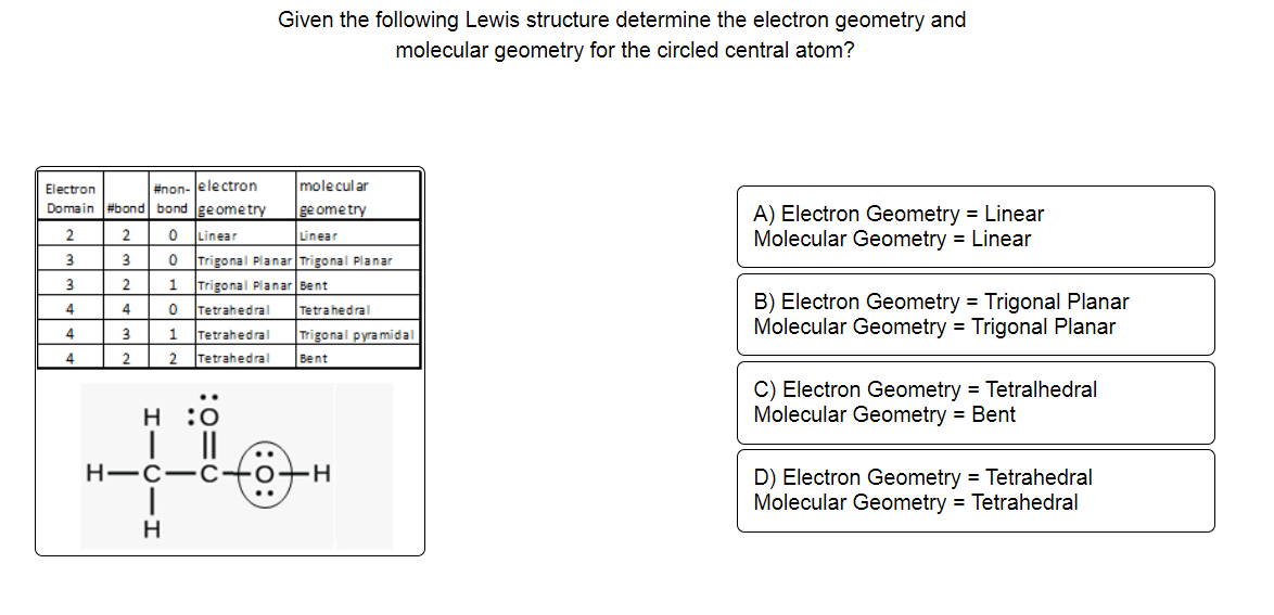Solved Given the following Lewis structure determine the | Chegg.com
