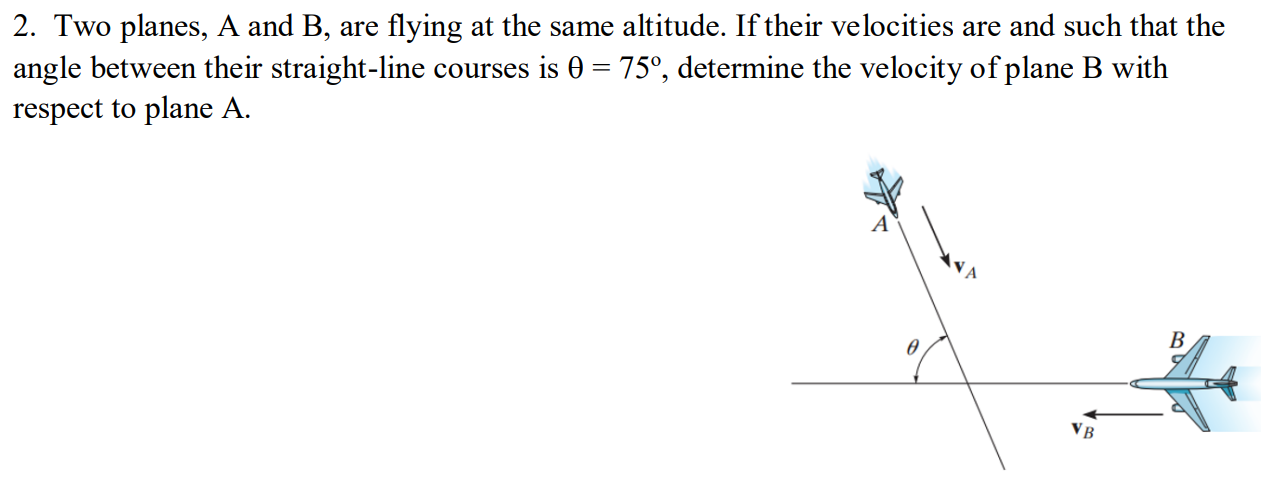 Solved 2. Two Planes, A And B, Are Flying At The Same | Chegg.com