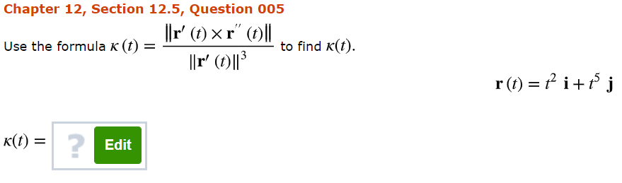 Solved Chapter 12, Section 12.5, Question 005 ||r' (t) x r