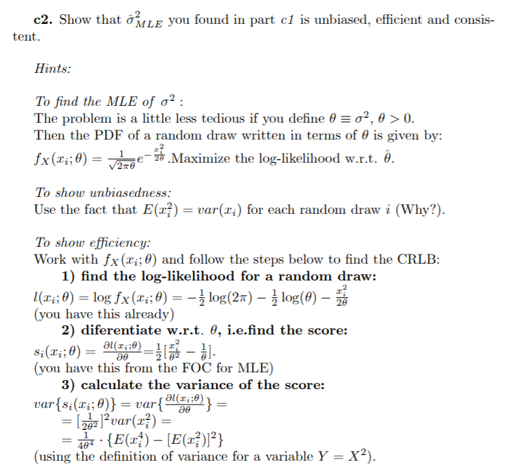 Problem 3 Maximum Likelihood Estimator Mle And Chegg Com