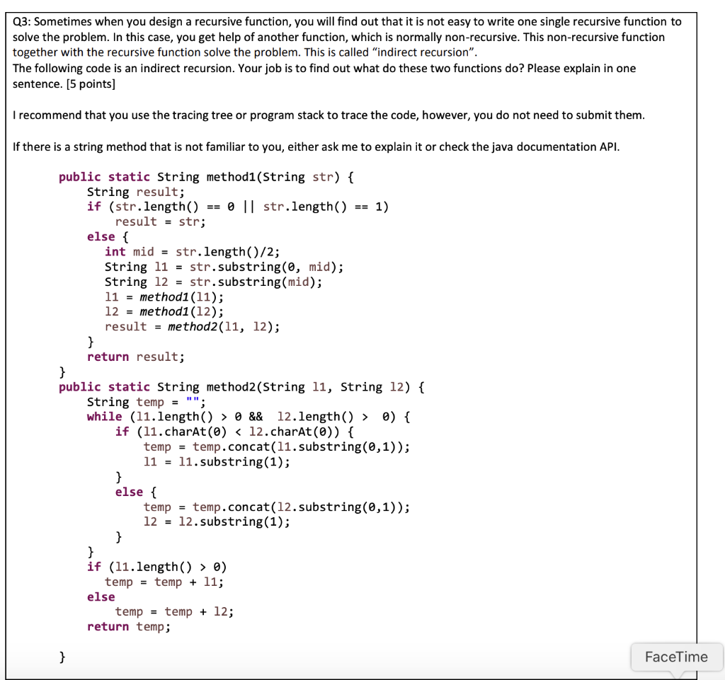 Solved Q1: Suppose That We Call The Below Method With | Chegg.com