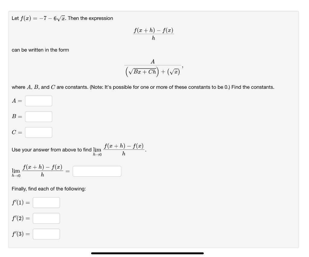 Solved Let F X 7 6√ Then The Expression Can Be Written