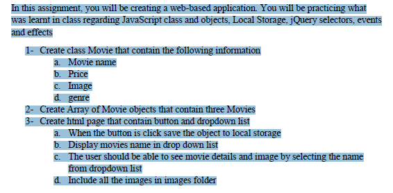 Solved In this assignment, you will be creating a web-based | Chegg.com