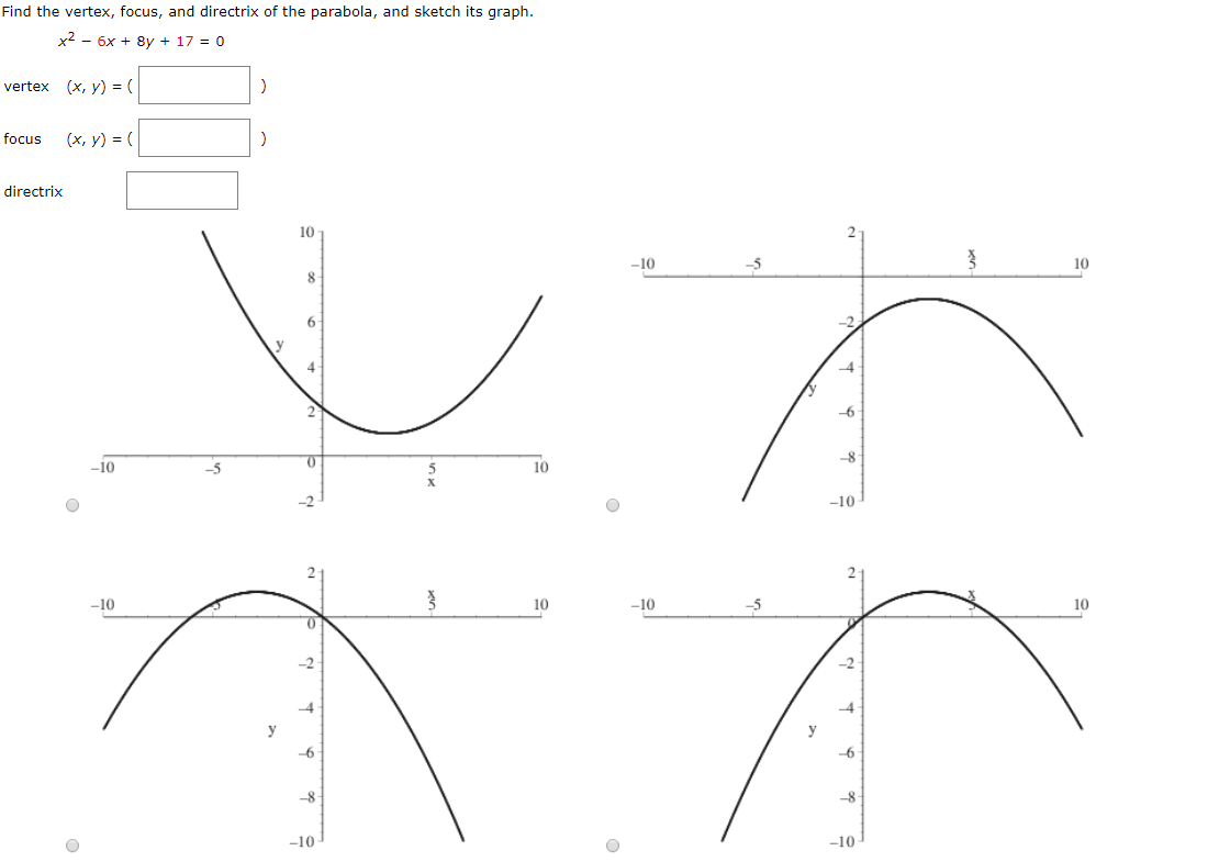 Solved Find The Vertex Focus And Directrix Of The Chegg Com