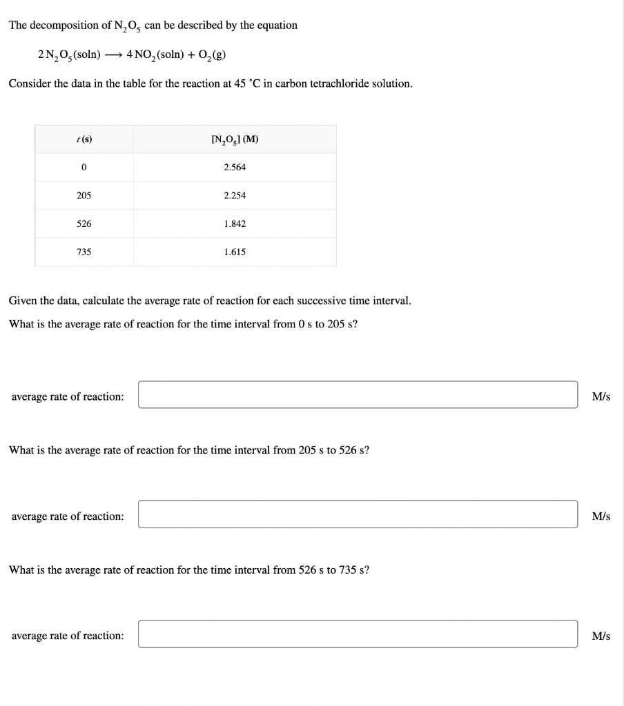 Solved The decomposition of N, O, can be described by the | Chegg.com