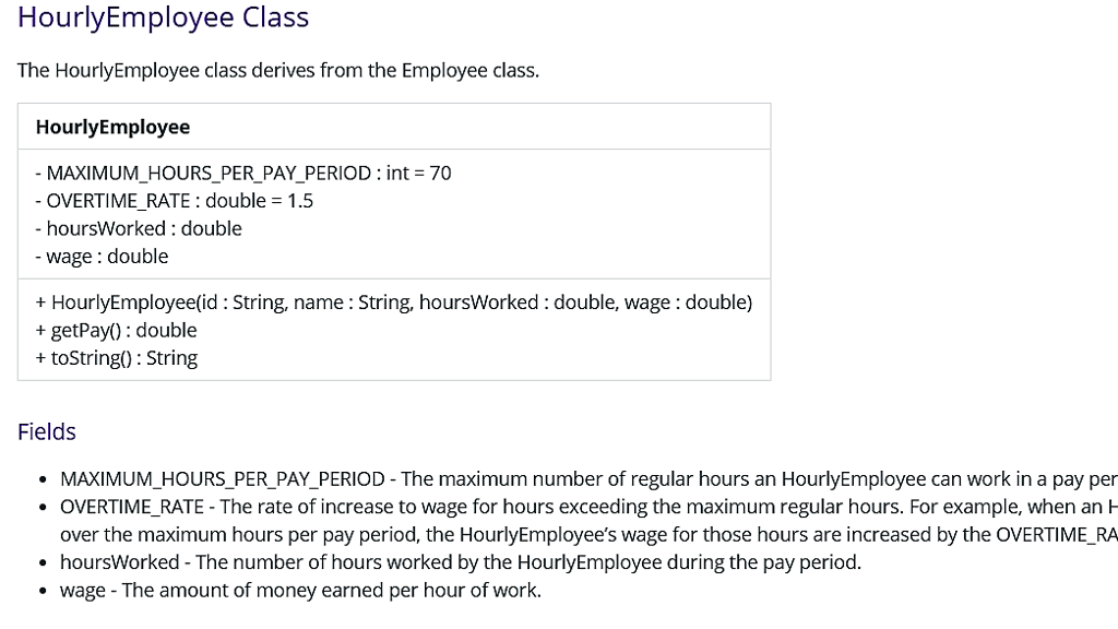 Solved Employee Class Code a class that encapsulates an | Chegg.com