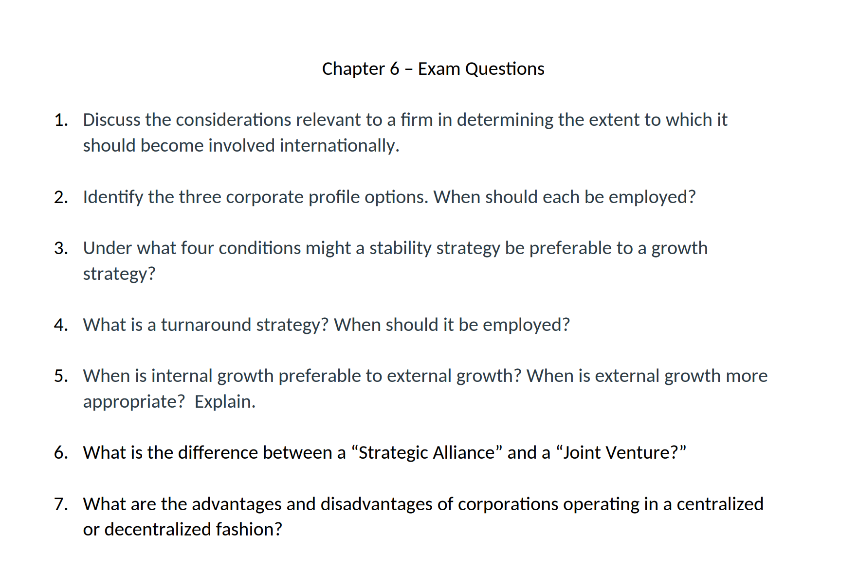 Solved Chapter 6 - Exam Questions 1. Discuss The | Chegg.com