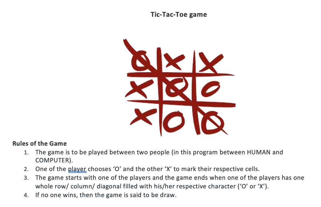 Solved Tic-Tac-Toe Game Rules Of The Game 1. The Game Is To | Chegg.com